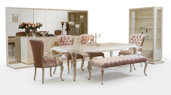 Salle à manger Ensemble de table Bahut 4x chaises Ensemble de vitrine Tabouret 8 pièces. nouveau