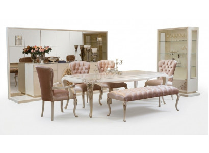 Salle à manger Ensemble de table Bahut 4x chaises Ensemble de vitrine Tabouret 8 pièces. nouveau