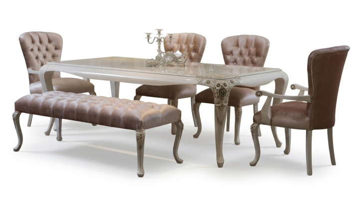 Ensemble de meubles de salle à manger classique en rose doux en bois naturel