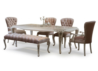 Ensemble de meubles de salle à manger classique en rose doux en bois naturel