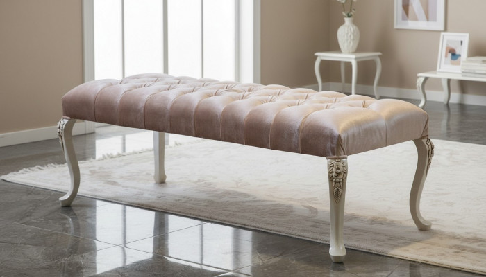 Tabouret Rembourrage Siège Design Textile Relaxation Luxe Banquette Tissu Chesterfield