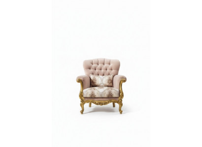 Fauteuil design en bois de luxe Mobilier classique Chesterfield Tissu Salon neuf