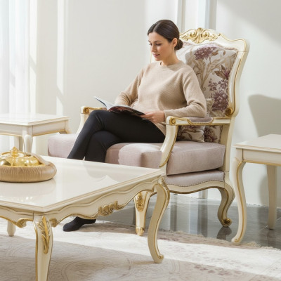 Design de meubles de luxe Fauteuil classique S Design Trône Textile Salon