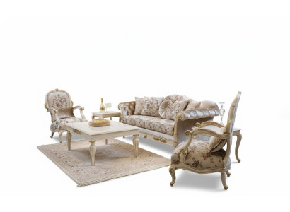 Ensemble de canapé de luxe 2 places Table basse Canapé Canapés Fauteuil Tissu Canapé 4 pièces.