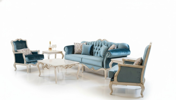 Ensemble de canapés de luxe 3 places Table basse Canapé Fauteuil Tissu Canapé 4 pièces.