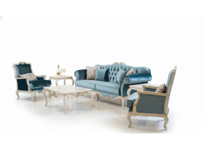 Ensemble de canapés de luxe 3 places Table basse Canapé Fauteuil Tissu Canapé 4 pièces.