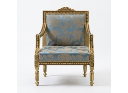 Fauteuil en tissu doré de luxe classique à un seul siège.