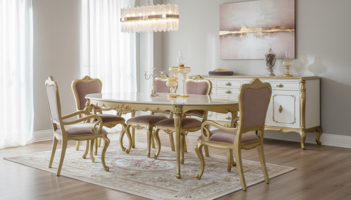 Table de salle à manger Table de luxe Table en bois de luxe Italie Salle à manger Tables Meubles classiques
