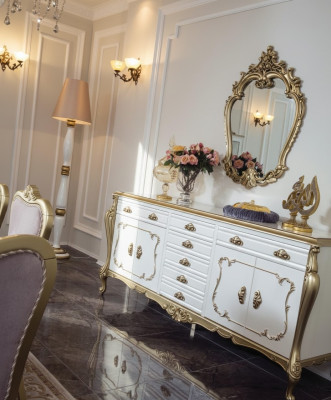 Bahut Commodes Bahut Mobilier Armoire Ensemble Ensemble 2 pièces Commode Miroir nouveau