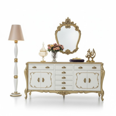 Bahut Commodes Bahut Mobilier Armoire Ensemble Ensemble 2 pièces Commode Miroir nouveau