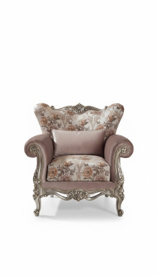 Fauteuil rembourré violet avec motif floral Canapé Salon Baroque