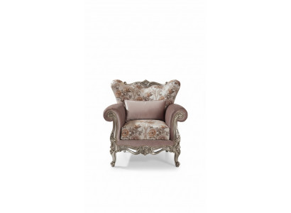 Fauteuil rembourré violet avec motif floral Canapé Salon Baroque