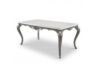 Table de salle à manger classique en argent Tables baroques Rococo Table de salle à manger Meubles blancs