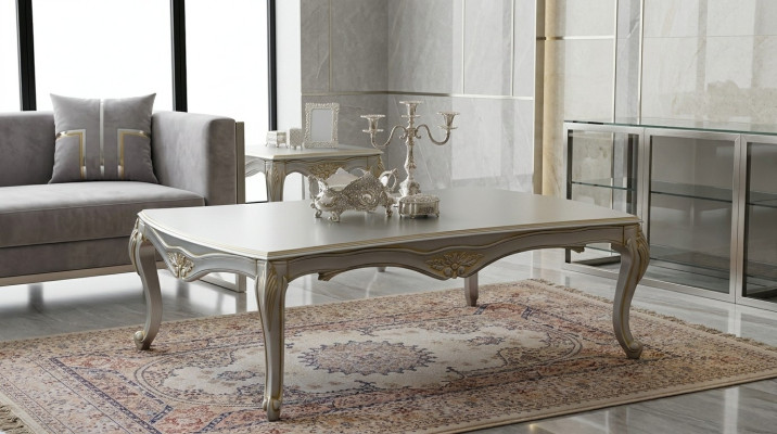 Table basse de luxe Tables basses classiques Table d'or et d'argent Table en bois