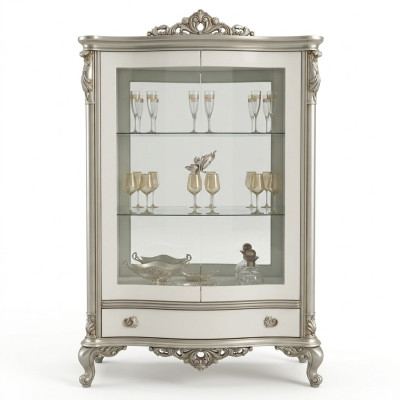 Vitrine classique en argent style français Buffet meuble vitrine en verre