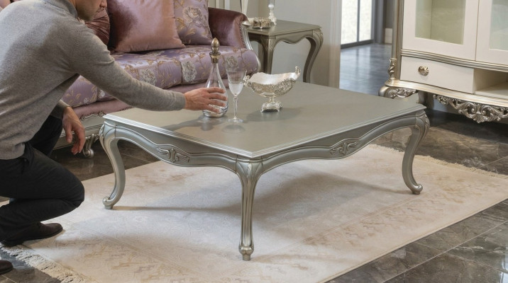 Table basse de luxe Tables basses classiques Table en argent Nouvelle table en bois