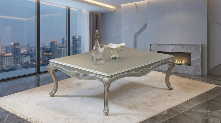 Table basse de luxe Tables basses classiques Table en argent Nouvelle table en bois