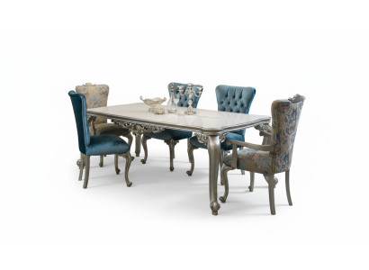 Ensemble complet Table de salle à manger 6 chaises Groupe Ess en bois Set 7 pièces. Baroque
