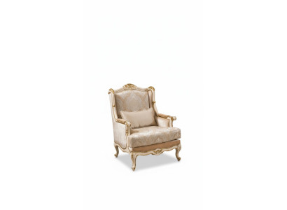 Fauteuil baroque beige et doré une place style classique meuble velours bois