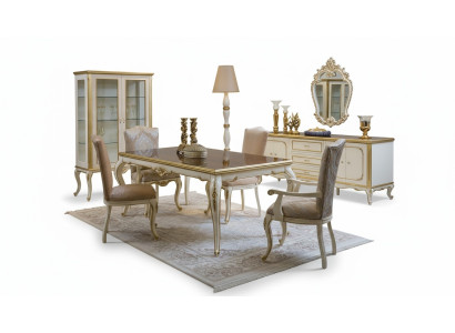 Ensemble de salle à manger design 8 pièces Table à manger Chaise Commode Vitrine Miroir Tables Bois