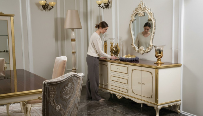 Meubles italiens Commode Dorée Baroque Rococo Buffet Commodes en bois