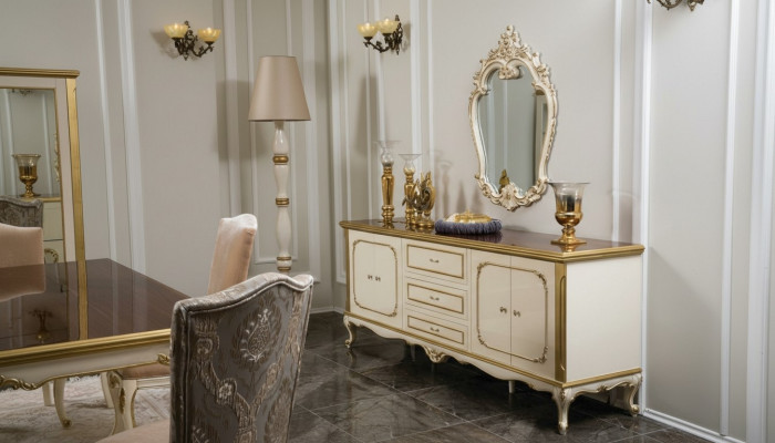Meubles italiens Commode Dorée Baroque Rococo Buffet Commodes en bois