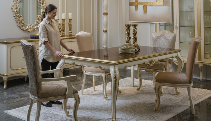 Salle à manger Table à manger Chaise Ensemble Groupe Suite Table Tables Suite Luxe 5 pièces.