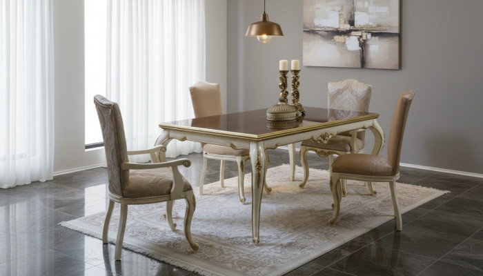 Salle à manger Table à manger Chaise Ensemble Groupe Suite Table Tables Suite Luxe 5 pièces.