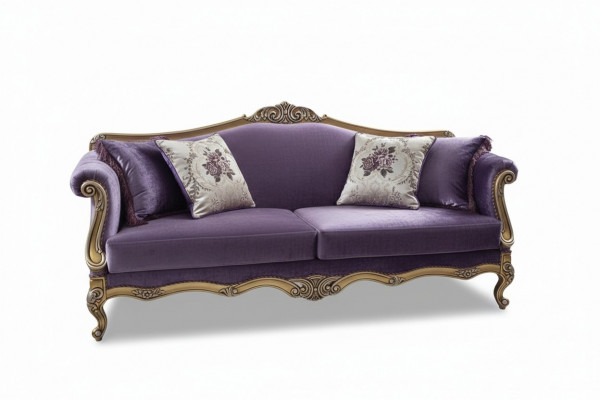 Canapé trois places Canapés trois places Canapé de luxe en velours Baroque Rococo Violet