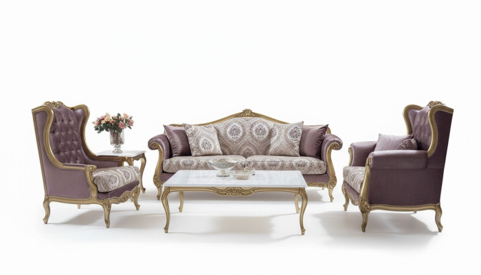 Ensemble de canapé de luxe Table basse Canapés Fauteuil Canapé en tissu Ensemble de canapés 4 pièces en velours