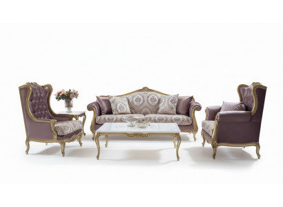 Ensemble de canapé de luxe Table basse Canapés Fauteuil Canapé en tissu Ensemble de canapés 4 pièces en velours