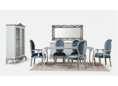 Ensemble salle à manger design 8 pièces Chaise Commode Vitrine Miroir Tables à manger Bois