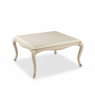 Table basse française Baroque Rococo Mobilier Blanc Argent Ameublement Bois