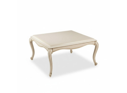 Table basse française Baroque Rococo Mobilier Blanc Argent Ameublement Bois