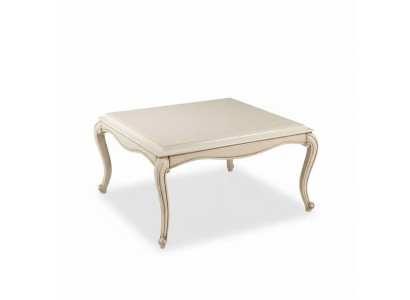 Table basse française Baroque Rococo Mobilier Blanc Argent Ameublement Bois