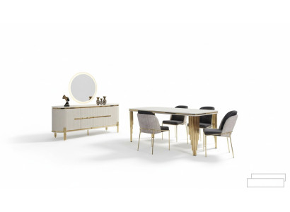 Meubles en métal Ensemble de salle à manger Table Chaise Commode Ensemble de salle à manger Chaises 6 pièces.