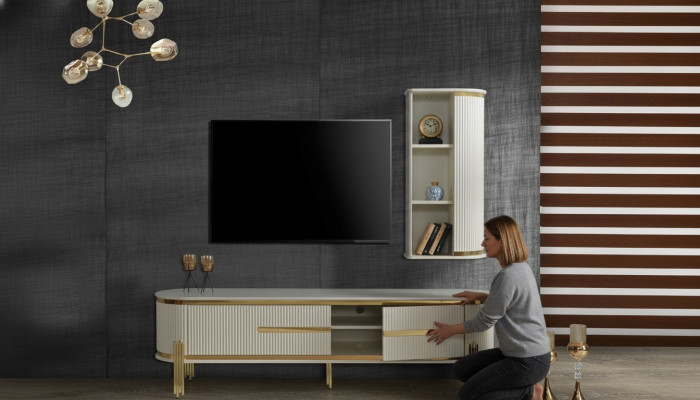 Luxueux meuble TV, meuble télé, commode, bahut, buffet, unité murale 2 pièces neuf.