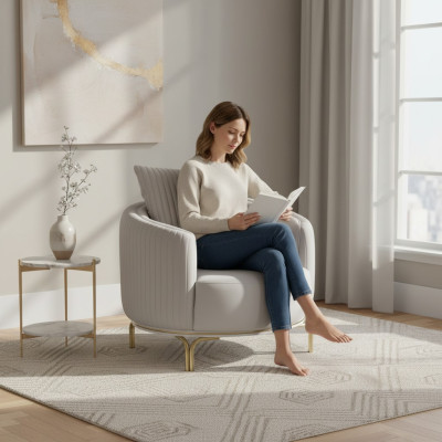 Rond Fauteuil Simple une place Luxe 1 Place Tapisserie Siège Designer Tissu d'ameublement