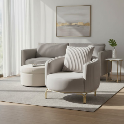 Rond Fauteuil Simple une place Luxe 1 Place Tapisserie Siège Designer Tissu d'ameublement