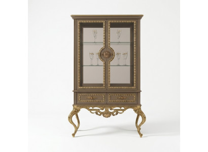 Vitrine dorée Baroque Rococo Meubles Armoire Verre Armoires Étagères Vitrines