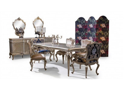 Set de salle à manger de luxe Table + 6 chaises à accoudoirs Ensemble de salle à manger 7 pièces