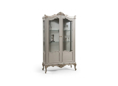 Vitrine grise claire Baroque Rococo Armoire en verre Vitrines Classiques