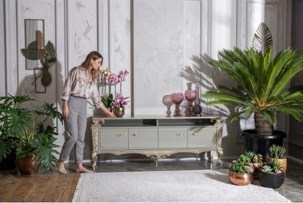 Buffet Étagère de luxe en bois Buffet Armoires Salon Meuble bas Design