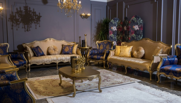 Ensemble de canapé classique 3+3+1+1 place de luxe Ensemble de fauteuil canapé 4 pièces