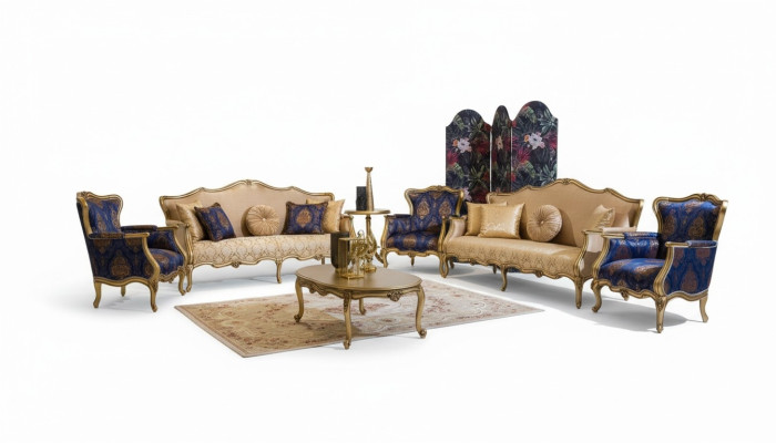 Ensemble de canapé classique 3+3+1+1 place de luxe Ensemble de fauteuil canapé 4 pièces