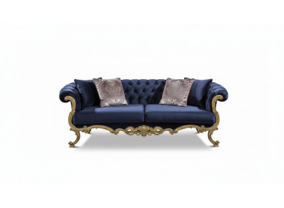 Canapé trois places Chesterfield de couleur bleue luxueuse pour le salon