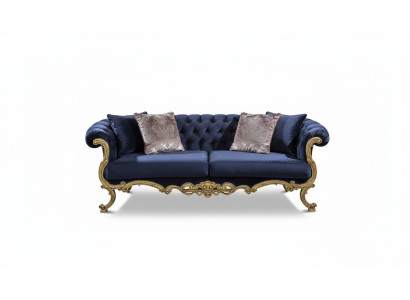 Canapé trois places Chesterfield de couleur bleue luxueuse pour le salon