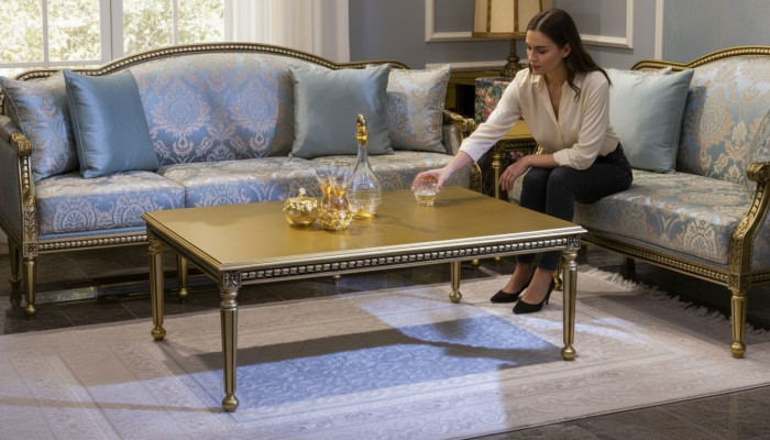 Table basse Tables basses Salon Table basse de luxe Design doré nouveau