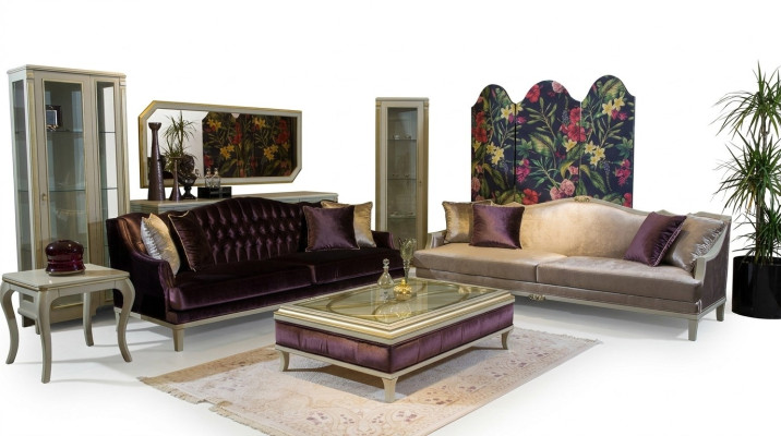 Ensemble de canapé de luxe avec table basse 2x canapé 3 places table d'appoint 4 pièces velours