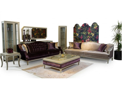 Ensemble de canapé de luxe avec table basse 2x canapé 3 places table d'appoint 4 pièces velours